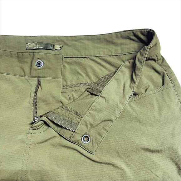 PRANA Hazel Women's Nylon Ripstop Hiking Shorts in Cargo Olive Green Size 10 - Picture 4 of 8